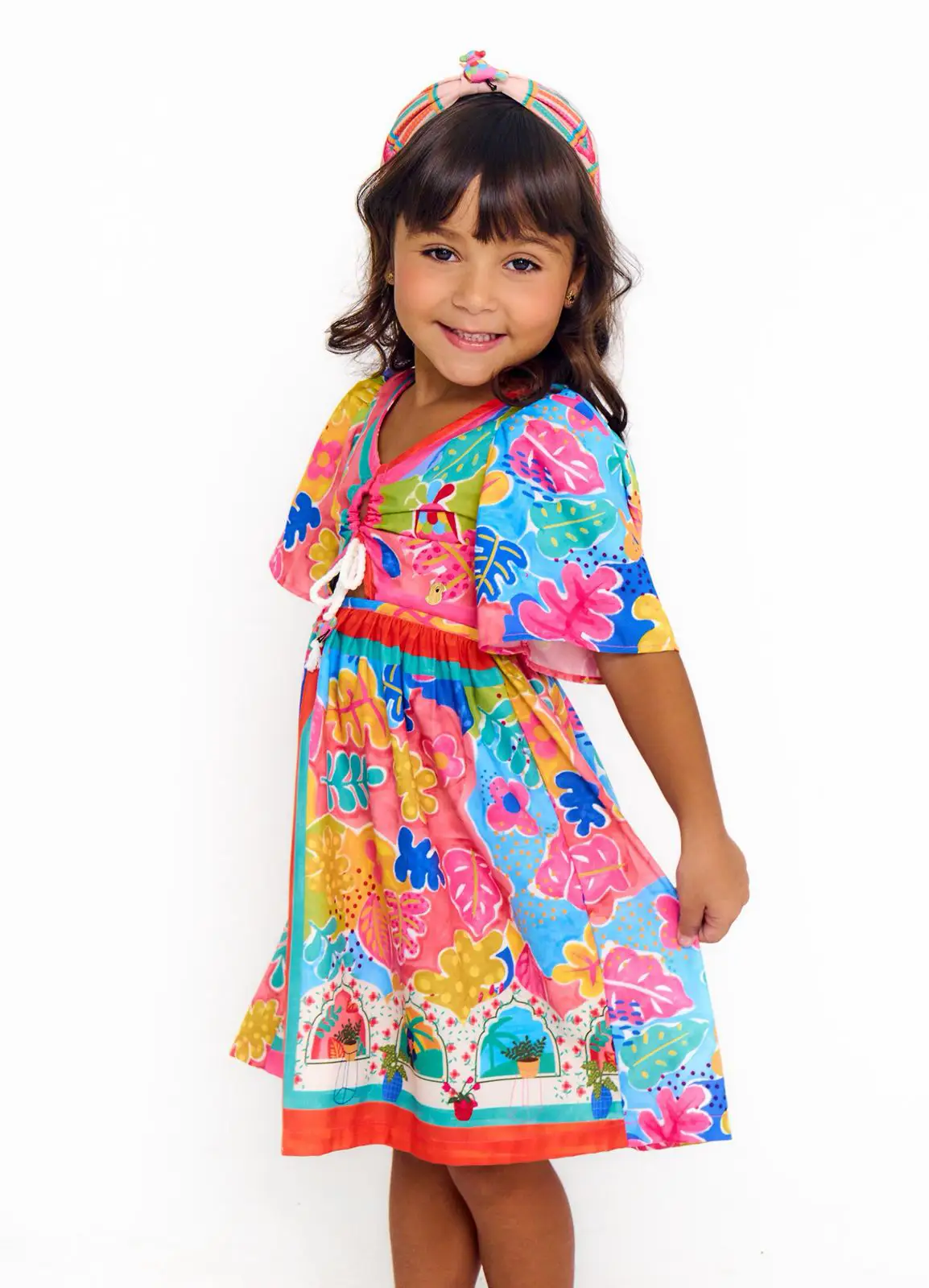 VESTIDO ALPHABETO ESTAMPADO/ROSA/AZUL 